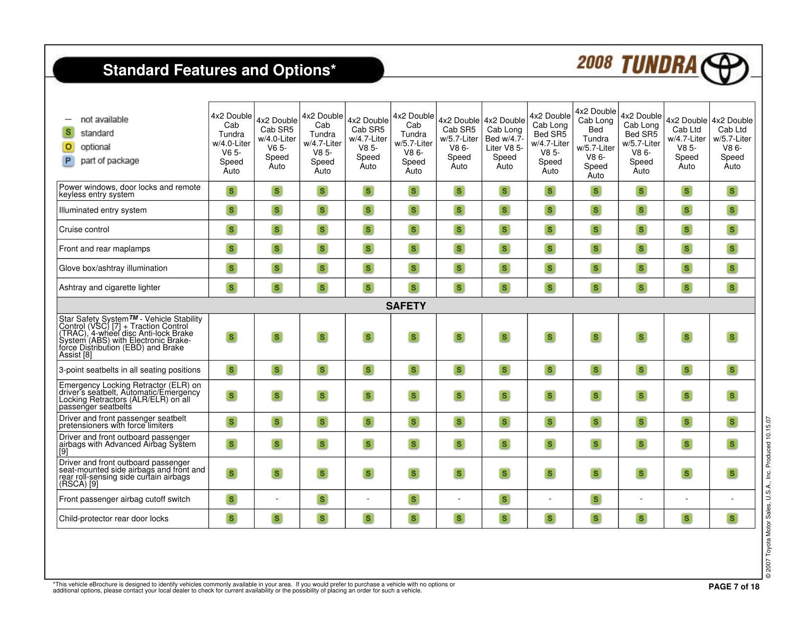 2008 Toyota Tundra RC 4x2 Brochure Page 18